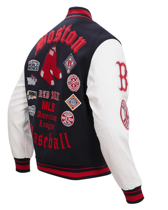 Boston Red Sox Old English Navy Blue Wool Varsity Jacket Boston Red Sox Old English Navy Blue Wool Varsity Jacket