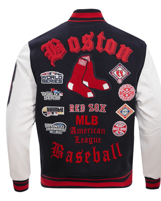 Boston Red Sox Old English Navy Blue Wool Varsity Jacket Boston Red Sox Old English Navy Blue Wool Varsity Jacket
