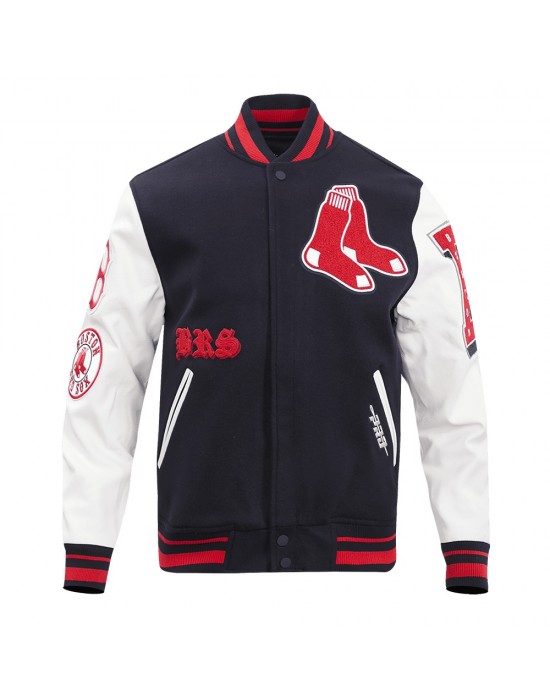 Boston Red Sox Old English Navy Blue Wool Varsity Jacket