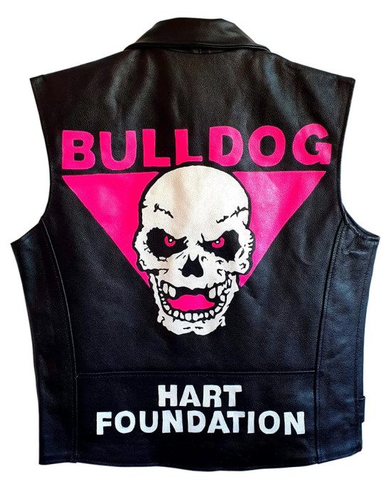 Bret Hart Foundation Black Biker Leather Vest Bret Hart Foundation Black Biker Leather Vest