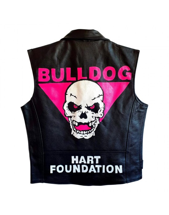 Bret Hart Foundation Black Biker Leather Vest