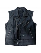 Bret Hart Foundation Black Biker Leather Vest