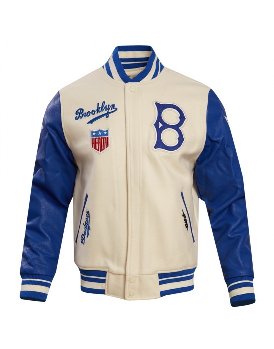 Brooklyn Dodgers Retro Classic Off White Wool Varsity Jacket