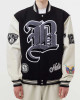 Brooklyn Nets 12 Letterman Black Wool and Leather Jacket