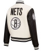 Brooklyn Nets Retro Classic Cream Varsity Wool Jacket Brooklyn Nets Retro Classic Cream Varsity Wool Jacket