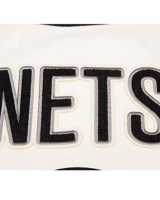 Brooklyn Nets Retro Classic Cream Varsity Wool Jacket Brooklyn Nets Retro Classic Cream Varsity Wool Jacket