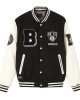 Brooklyn Nets Varsity Black and Off White Jacket Brooklyn Nets Varsity Black and Off White Jacket