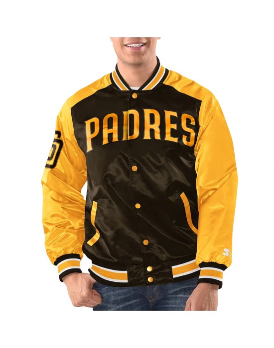 Brown/Gold San Diego Padres Renegade Varsity Satin Jacket
