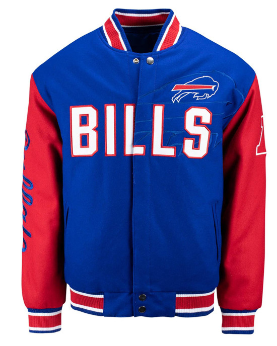 Buffalo Bills Blue and Red Varsity Wool Jacket Buffalo Bills Blue and Red Varsity Wool Jacket