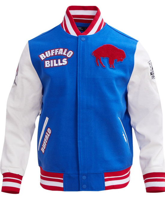 Buffalo Bills Retro Classic Rib Blue Wool Varsity Jacket Buffalo Bills Retro Classic Rib Blue Wool Varsity Jacket