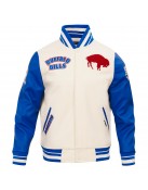 Buffalo Bills Retro Classic Rib Blue Wool Varsity Jacket
