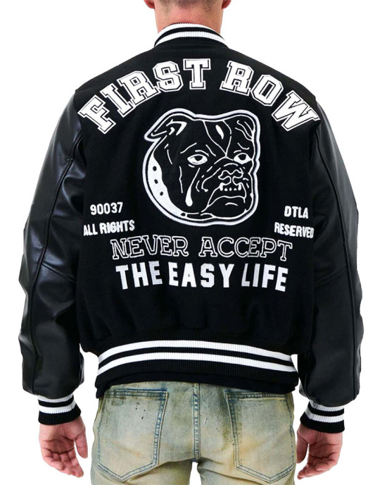 Bulldog First Row Black Varsity Jacket Bulldog First Row Black Varsity Jacket