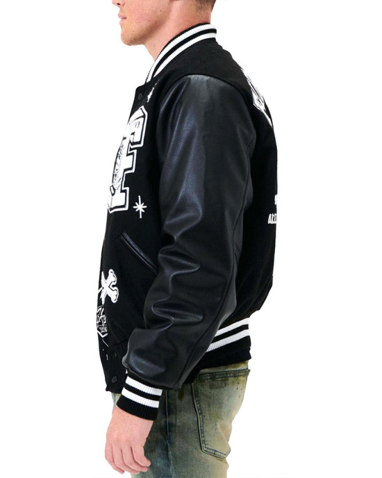 Bulldog First Row Black Varsity Jacket Bulldog First Row Black Varsity Jacket