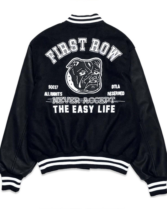 Bulldog First Row Black Varsity Jacket Bulldog First Row Black Varsity Jacket