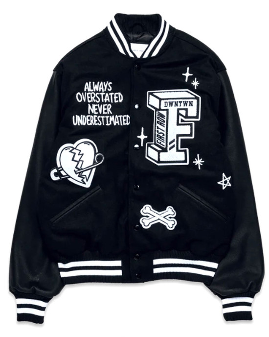 Bulldog First Row Black Varsity Jacket Bulldog First Row Black Varsity Jacket
