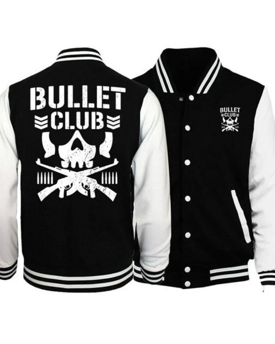 Bullet Club Letterman Black and White Jacket Bullet Club Letterman Black and White Jacket