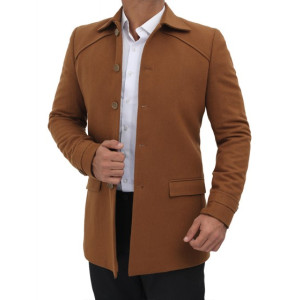 Cardiff Mens Brown Wool Coat