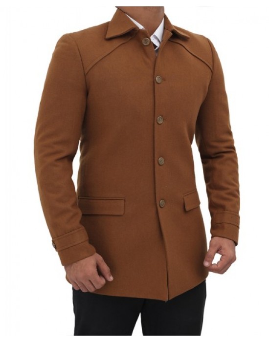 Cardiff Mens Brown Wool Coat