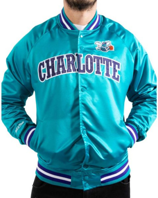 Charlotte Hornets Lightweight Satin Bomber Jacket Charlotte Hornets Lightweight Satin Bomber Jacket