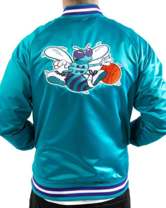 Charlotte Hornets Lightweight Satin Bomber Jacket Charlotte Hornets Lightweight Satin Bomber Jacket