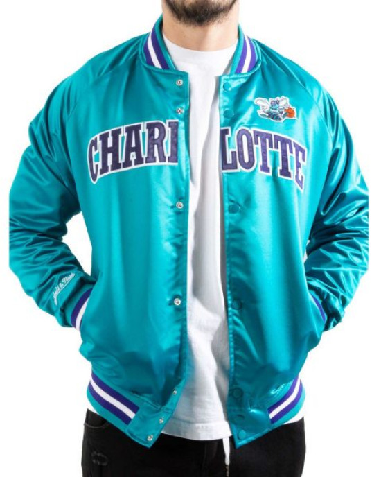 Charlotte Hornets Lightweight Satin Bomber Jacket Charlotte Hornets Lightweight Satin Bomber Jacket