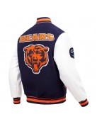 Chicago Bears Retro Classic Rib Navy Blue Wool Varsity Jacket