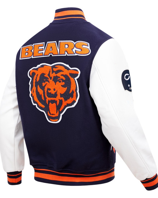 Chicago Bears Retro Classic Rib Navy Blue Wool Varsity Jacket Chicago Bears Retro Classic Rib Navy Blue Wool Varsity Jacket