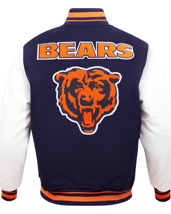 Chicago Bears Retro Classic Rib Navy Blue Wool Varsity Jacket Chicago Bears Retro Classic Rib Navy Blue Wool Varsity Jacket