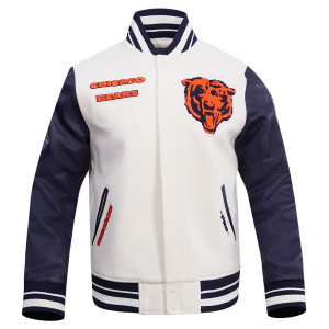 Chicago Bears Retro Classic Rib Navy Blue Wool Varsity Jacket