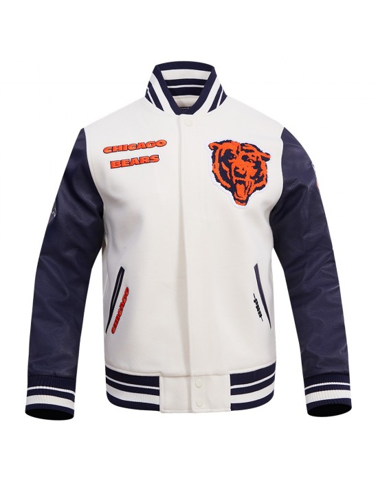 Chicago Bears Retro Classic Rib Navy Blue Wool Varsity Jacket