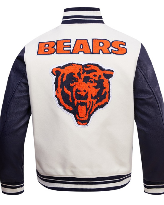 Chicago Bears Retro Classic Rib Navy Blue Wool Varsity Jacket Chicago Bears Retro Classic Rib Navy Blue Wool Varsity Jacket