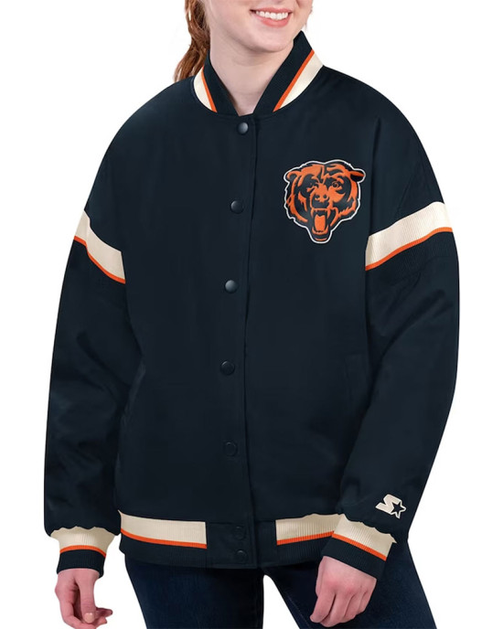 Chicago Bears Tournament Navy Varsity Jacket Chicago Bears Tournament Navy Varsity Jacket