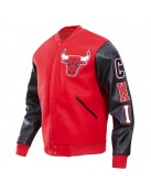 Chicago Bulls Classic Red Wool And Leather Varsity Jacket