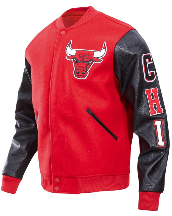 Chicago Bulls Classic Red Wool And Leather Varsity Jacket Chicago Bulls Classic Red Wool And Leather Varsity Jacket