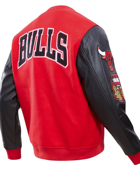Chicago Bulls Classic Red Wool And Leather Varsity Jacket Chicago Bulls Classic Red Wool And Leather Varsity Jacket