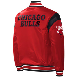Chicago Bulls Force Play Red Varsity Satin Jacket