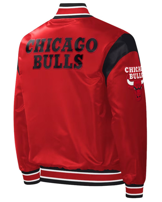 Chicago Bulls Force Play Red Varsity Satin Jacket Chicago Bulls Force Play Red Varsity Satin Jacket