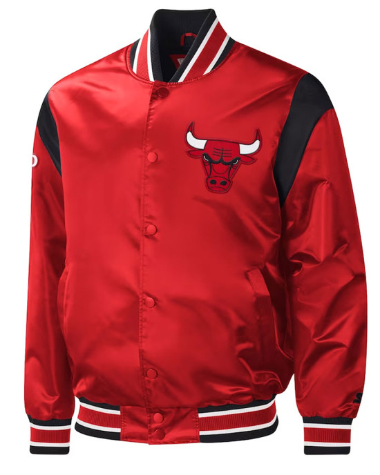Chicago Bulls Force Play Red Varsity Satin Jacket Chicago Bulls Force Play Red Varsity Satin Jacket