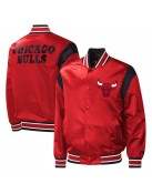 Chicago Bulls Force Play Red Varsity Satin Jacket