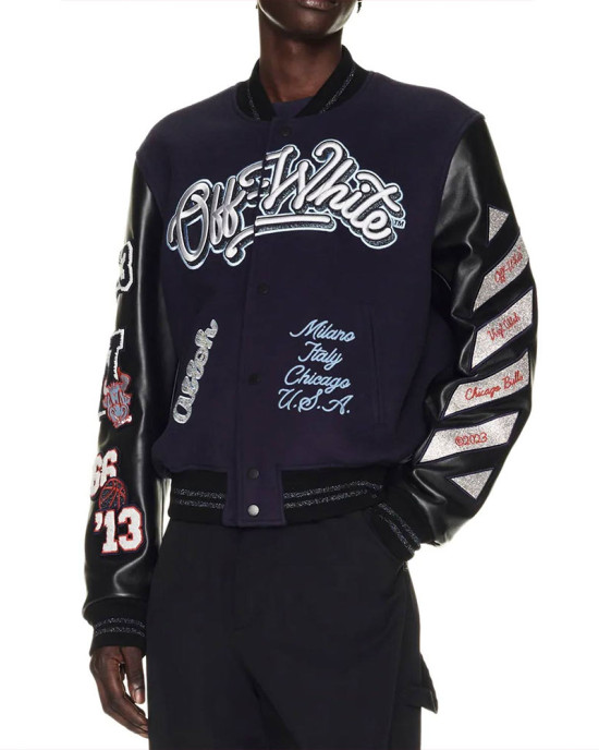 Chicago Bulls Off-White Varsity Jacket