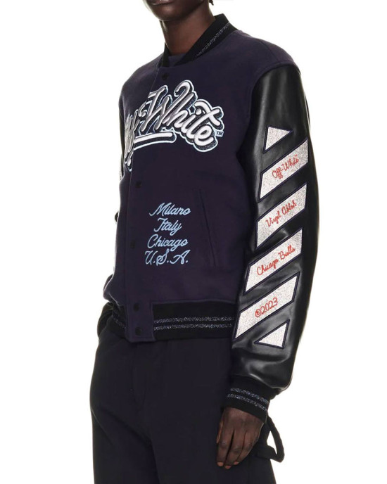 Chicago Bulls Off-White Varsity Jacket