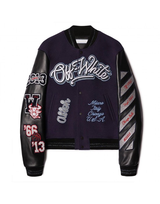 Chicago Bulls Off-White Varsity Jacket