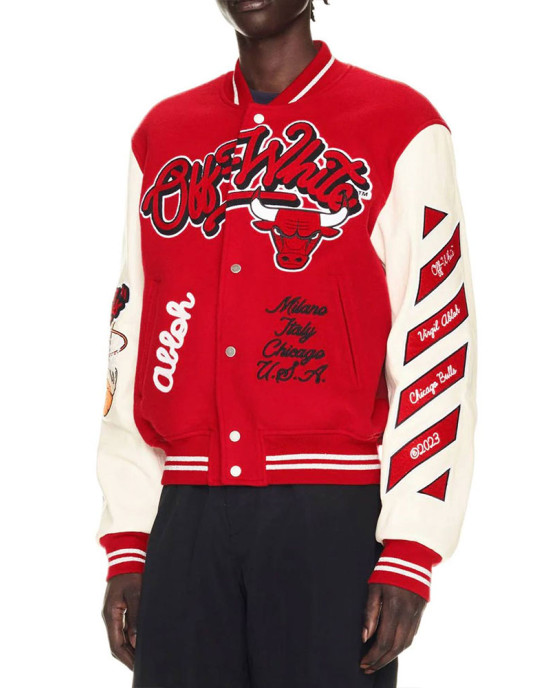 Chicago Bulls Off-White Varsity Jacket