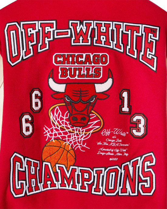Chicago Bulls Off-White Varsity Jacket