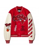 Chicago Bulls Off-White Varsity Jacket