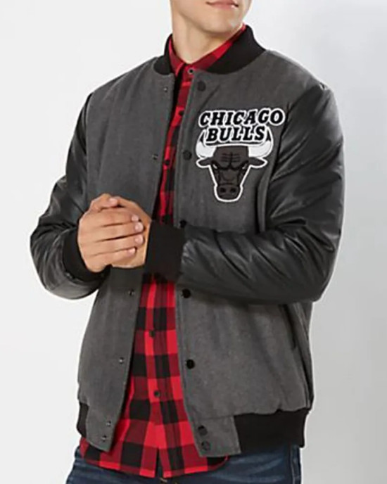 Chicago Bulls Varsity Black and Grey Jacket Chicago Bulls Varsity Black and Grey Jacket