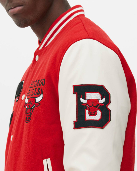 Chicago Bulls Varsity Red and Off White Jacket Chicago Bulls Varsity Red and Off White Jacket