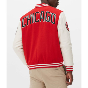 Chicago Bulls Varsity Red and Off White Jacket
