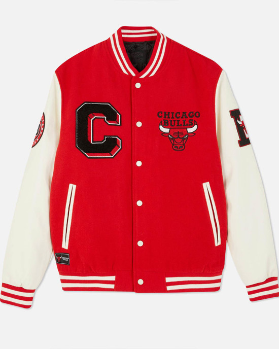 Chicago Bulls Varsity Red and Off White Jacket Chicago Bulls Varsity Red and Off White Jacket