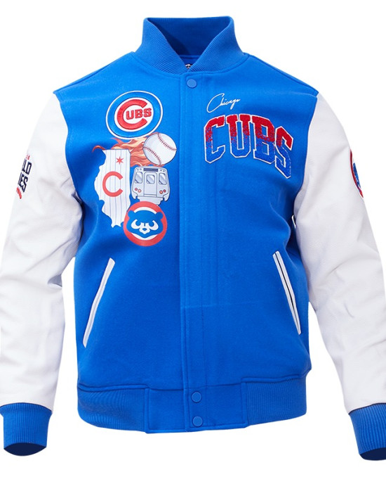 Chicago Cubs Home Town Blue Wool Varsity Jacket Chicago Cubs Home Town Blue Wool Varsity Jacket